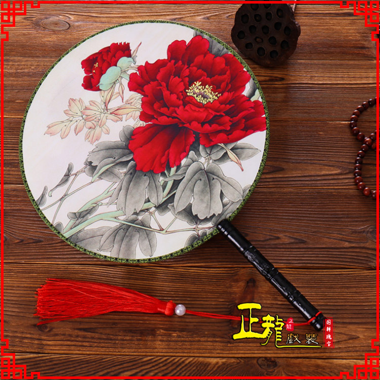 海安古典中国风团扇空白扇跳舞蹈扇 真丝宫扇