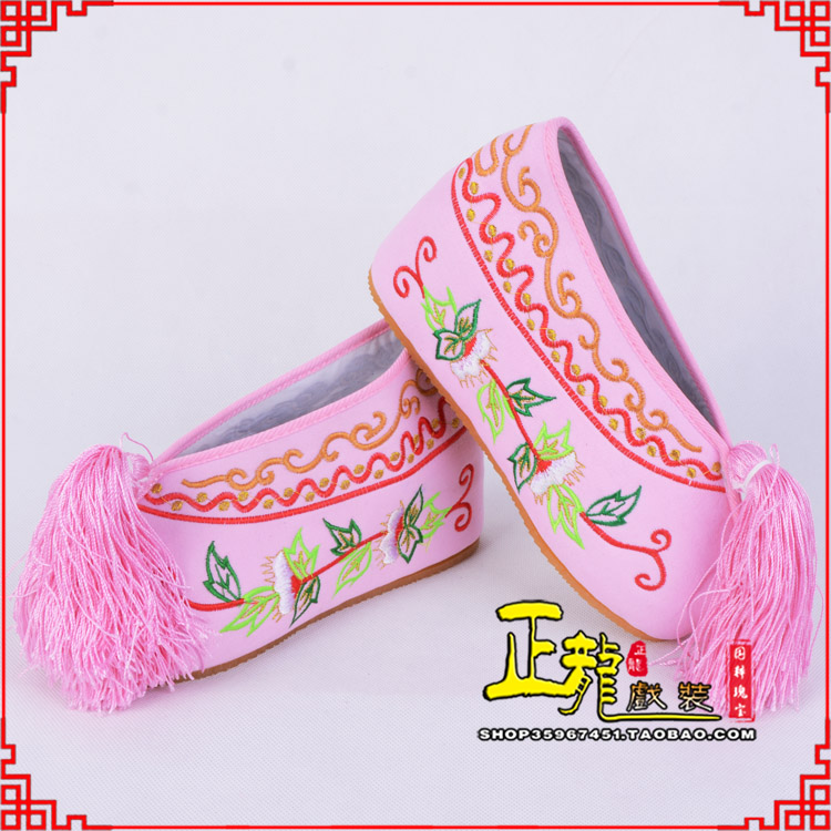 海安花旦鞋女绣花彩鞋 舒适款草花内高彩鞋