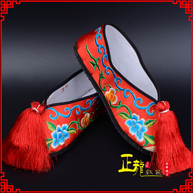 海安京剧越剧戏曲彩鞋花旦绣花 普平底彩鞋
